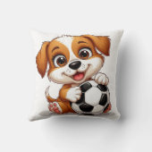 Schattigee Cartoon Puppy Holding Voetbal Kussen (Achterkant)