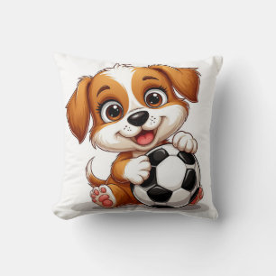 Schattigee Cartoon Puppy Holding Voetbal Kussen
