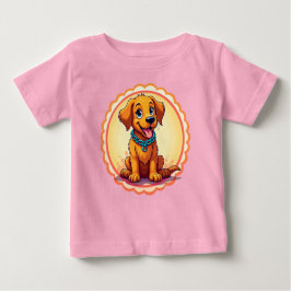 Schattigee Cartoon puppy met blauwe kraag