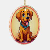Schattigee Cartoon puppy met blauwe kraag Keramisch Ornament (Rechts)