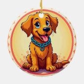 Schattigee Cartoon puppy met blauwe kraag Keramisch Ornament (Achterkant)