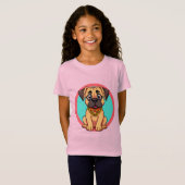 Schattigee Cartoon puppy met gouden halsband T-shirt (Voorkant volledig)