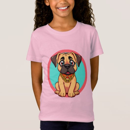 Schattigee Cartoon puppy met gouden halsband T-shirt (Voorkant)