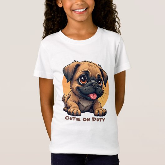 Schattigee Cartoon Puppy T-shirt (Voorkant)