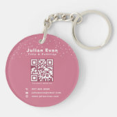 Schattigee Cartoon QR code Glitter Roze Huis Schoo Sleutelhanger (Achterkant)