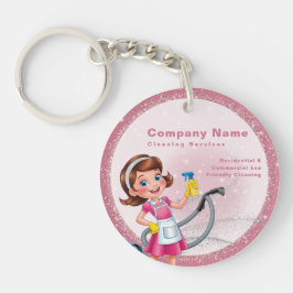 Schattigee Cartoon QR code Glitter Roze Huis Schoo Sleutelhanger