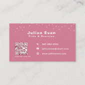 Schattigee Cartoon QR code Glitter Roze Huis Schoo Visitekaartje (Achterkant)