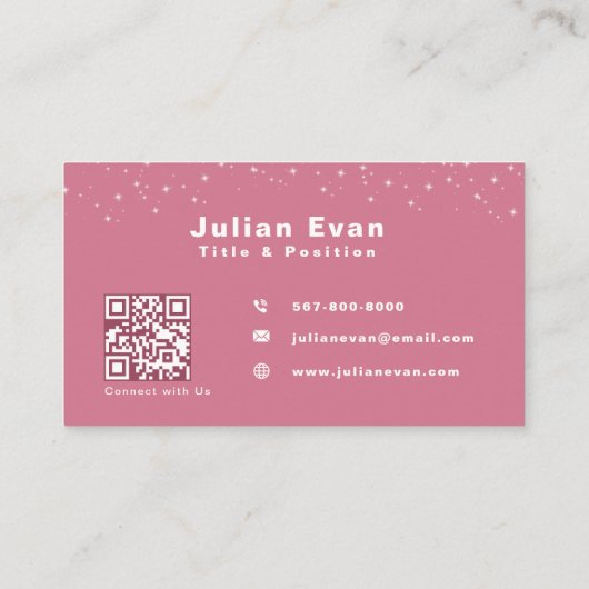 Schattigee Cartoon QR code Glitter Roze Huis Schoo Visitekaartje (Achterkant)