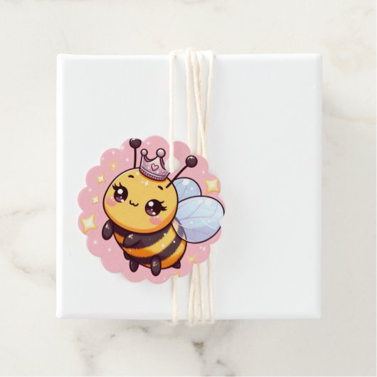 Schattigee Cartoon Queen Bee Bedankjes Labels (In situ)