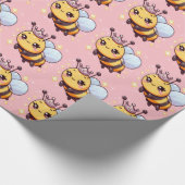 Schattigee Cartoon Queen Bee Cadeaupapier (Hoek)