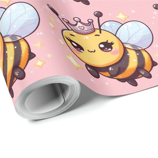 Schattigee Cartoon Queen Bee Cadeaupapier (Rol Hoek)