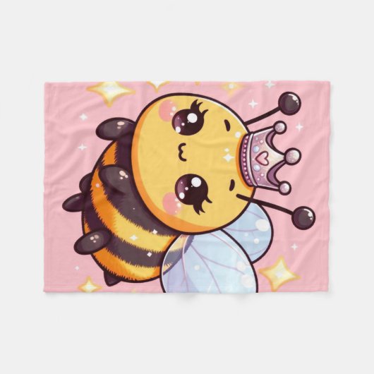 Schattigee Cartoon Queen Bee Fleece Deken (Voorkant (Horizontaal))