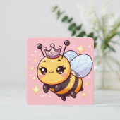 Schattigee Cartoon Queen Bee Kaart (Staand voorkant)