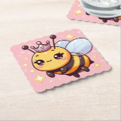 Schattigee Cartoon Queen Bee Kartonnen Onderzetters (Gebogen)