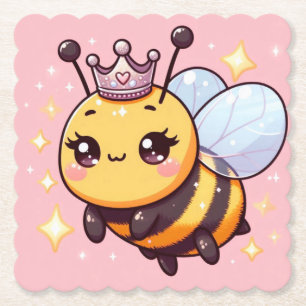 Schattigee Cartoon Queen Bee Kartonnen Onderzetters