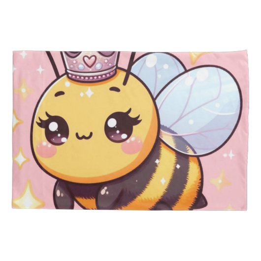 Schattigee Cartoon Queen Bee Kussensloop (Achterkant-Links)