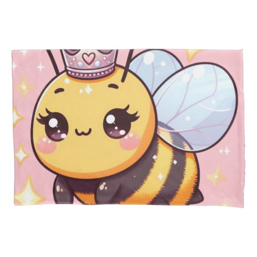 Schattigee Cartoon Queen Bee Kussensloop (Voorkant-Links)