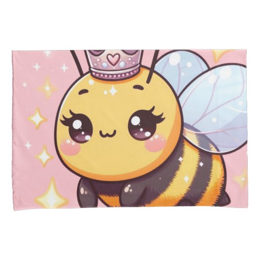 Schattigee Cartoon Queen Bee Kussensloop (Voorkant-Rechts)