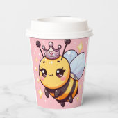 Schattigee Cartoon Queen Bee Papieren Bekers (Achterkant)