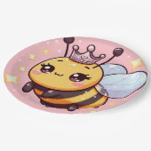 Schattigee Cartoon Queen Bee Papieren Bordje (Gekanteld)