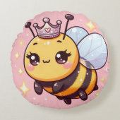 Schattigee Cartoon Queen Bee Rond Kussen (Voorkant)