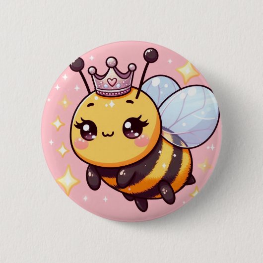 Schattigee Cartoon Queen Bee Ronde Button 5,7 Cm (Voorkant)