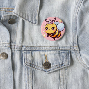 Schattigee Cartoon Queen Bee Ronde Button 5,7 Cm