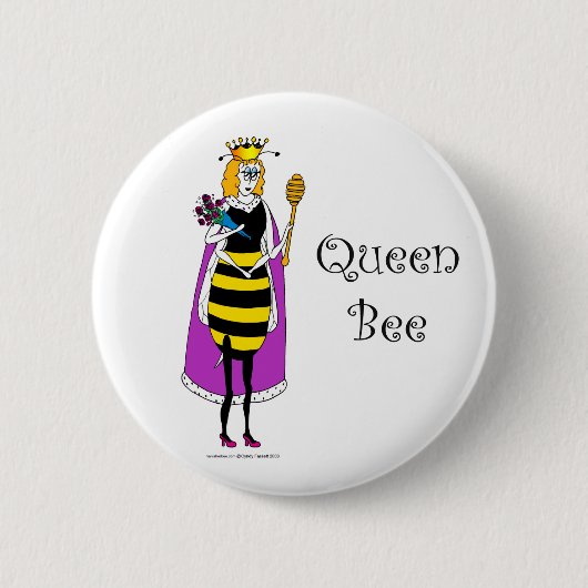Schattigee cartoon Queen Bee Ronde Button 5,7 Cm (Voorkant)