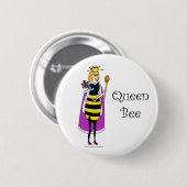 Schattigee cartoon Queen Bee Ronde Button 5,7 Cm (Voorkant /achterkant)