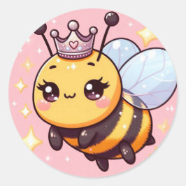 Schattigee Cartoon Queen Bee Ronde Sticker