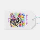 Schattigee Cartoon Raccoon Verjaardag gepersonalis Cadeaulabel (Voorkant (Horizontaal))