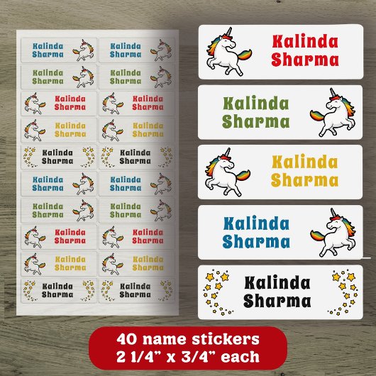 Schattigee Cartoon Rainbow Unicorn Dancing School  Labels