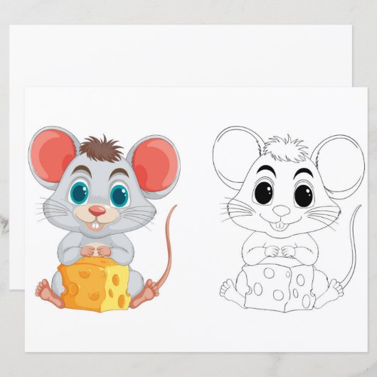 Schattigee Cartoon rat kleurplaat (Voorkant / Achterkant)