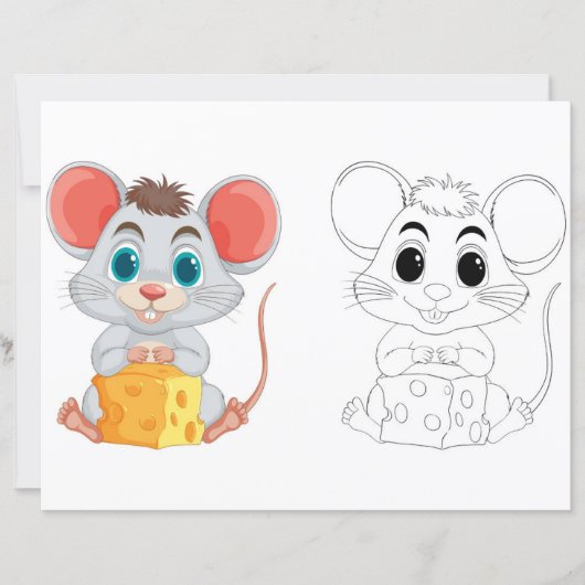 Schattigee Cartoon rat kleurplaat (Voorkant)