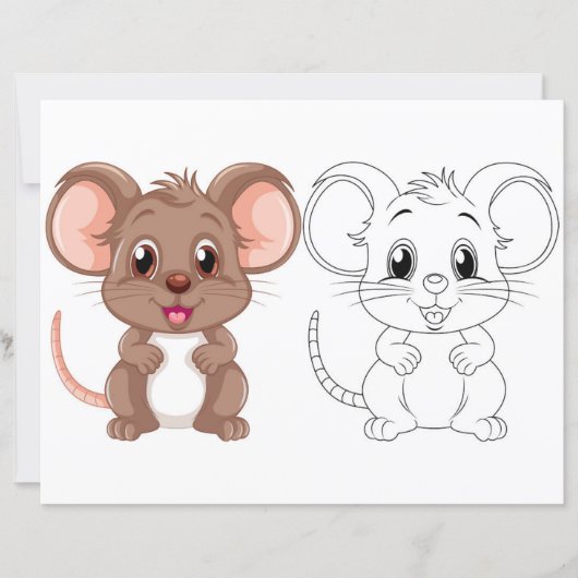 Schattigee cartoon rat kleurplaat (Voorkant)