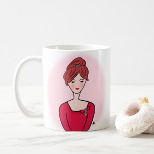 Schattigee Cartoon Redhead Lady Portrait Koffiemok