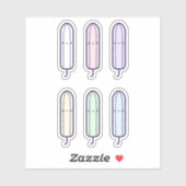 Schattigee Cartoon regenboog tampons set eerste pe Sticker (Vel)