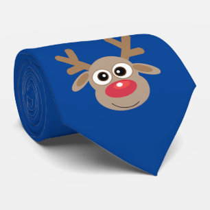 Schattigee Cartoon Rendier Kerstplezier Blauw Stropdas