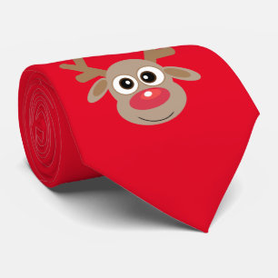 Schattigee Cartoon Rendier Kerstplezier Rood Stropdas