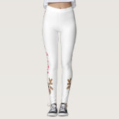 Schattigee Cartoon Rendier Vrolijk Kerstwit Leggings (Voorkant)