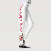 Schattigee Cartoon Rendier Vrolijk Kerstwit Leggings (Rechts)