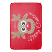 Schattigee Cartoon rendieren kerst rood script Badmat (Voorkant Verticaal)