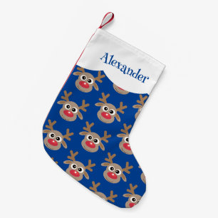 Schattigee Cartoon rendierpatroon blauw Kleine Kerstsok