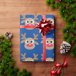 Schattigee Cartoon rendierpatroon Fun Blue Cadeaupapier