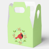 Schattigee Cartoon Rode Kardinaal met Bloemen Bedankdoosjes (Geopend)