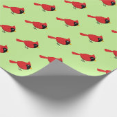 Schattigee Cartoon Rode Kardinaal met Bloemen Cadeaupapier (Hoek)