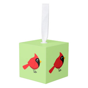 Schattigee Cartoon Rode Kardinaal met Bloemen Decoratie