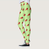 Schattigee Cartoon Rode Kardinaal met Bloemen Leggings (Links)