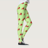 Schattigee Cartoon Rode Kardinaal met Bloemen Leggings (Rechts)