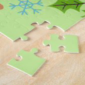 Schattigee Cartoon Rode Kardinaal met Bloemen Legpuzzel (Zijkant)